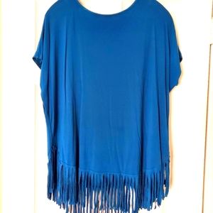 Uge Fringe Tunic Top Teal Blue Size Medium